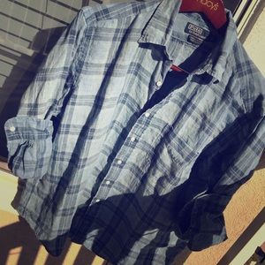 Polo Ralph Lauren Men’s Blue Linen L Button Down